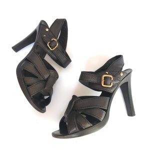 Chloe Dark Brown Strappy Heeled Sandals 36.5